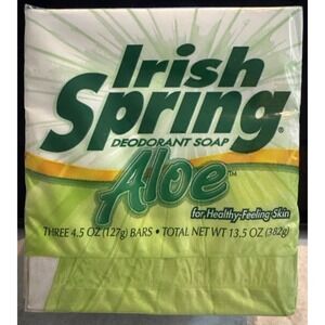 3-Pack Vintage Irish Spring Deodorant Soap ALOE 4.5 oz Bars DISCONTINUED NOS
